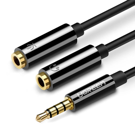Προσαρμογέας ήχου 3,5 mm - 2 x 3,5 mm UGREEN AV141, 0,2 m, μαύρο