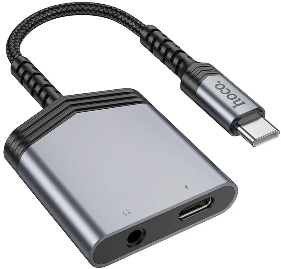 Προσαρμογέας Ήχου USB-C - USB-C / 3.5mm HOCO LS39, Μαύρο
