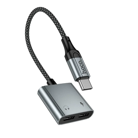 Προσαρμογέας Ήχου USB-C - USB-C / USB-C HOCO UPA34A, Γκρι