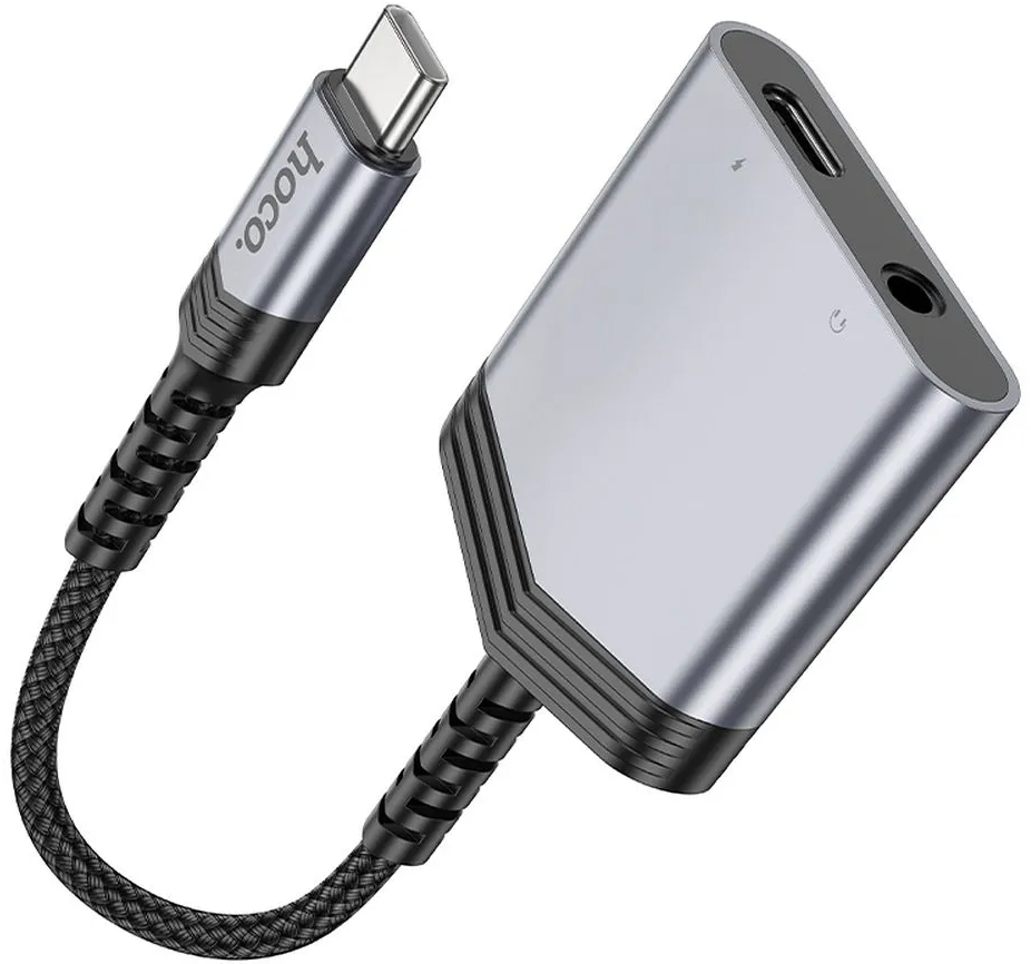 Προσαρμογέας Ήχου USB-C - USB-C / 3.5mm HOCO LS39, Μαύρο