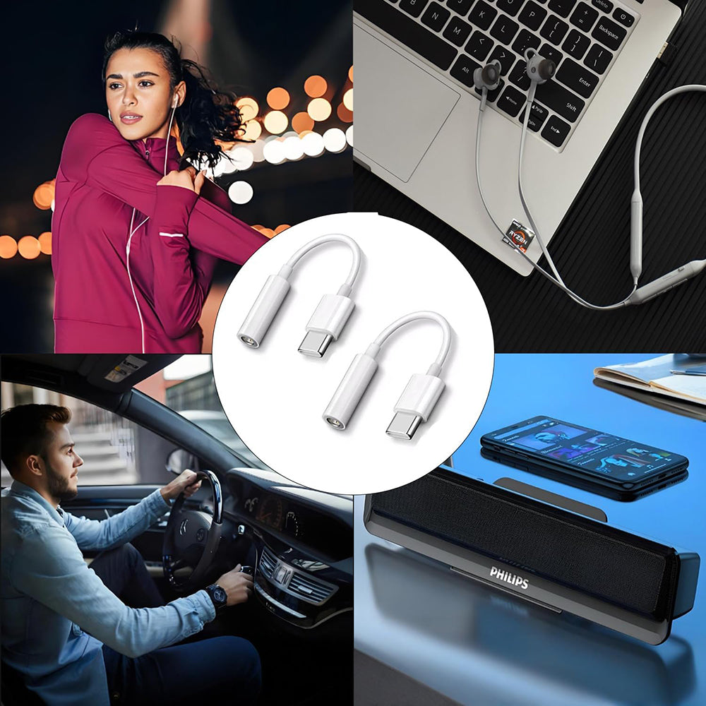 Προσαρμογέας Ήχου USB-C - 3.5mm Techsuit AC18 MusicBox, Λευκό, Σετ 2 τεμαχίων