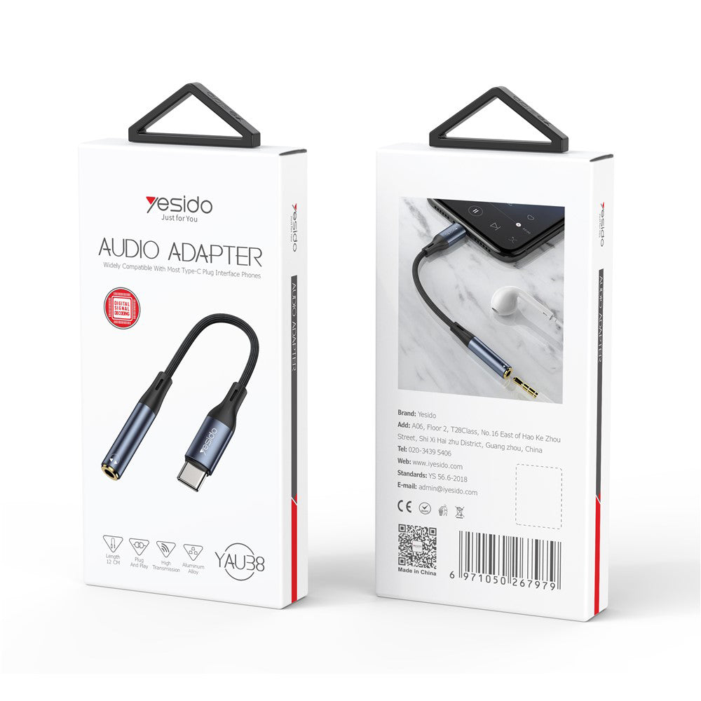Προσαρμογέας Ήχου USB-C - 3.5mm Yesido YAU38, Μαύρο