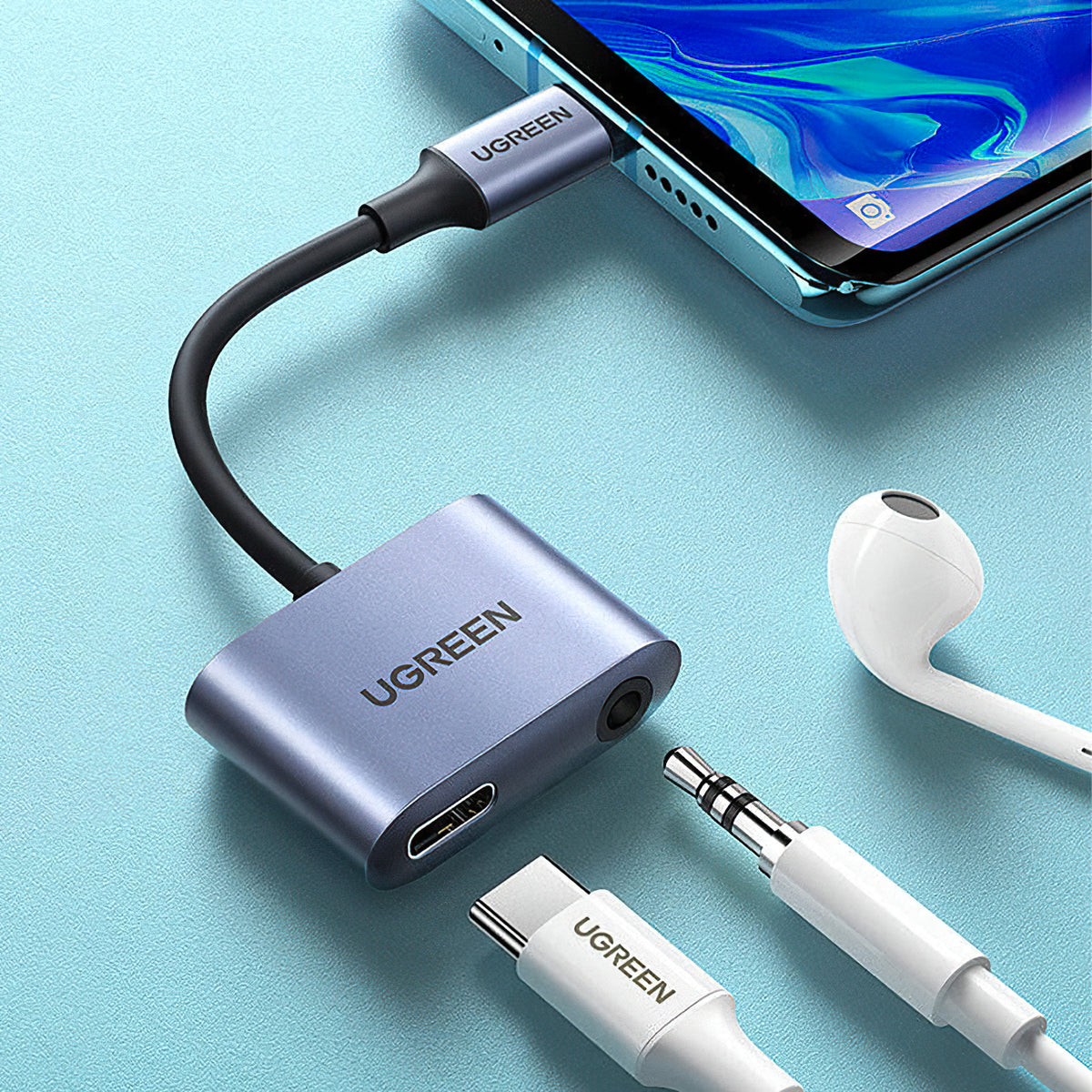 Προσαρμογέας Ήχου USB-C - 3.5mm / USB-C UGREEN CM231, Γκρι