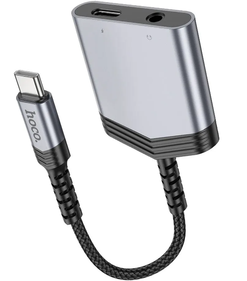 Προσαρμογέας Ήχου USB-C - USB-C / 3.5mm HOCO LS39, Μαύρο