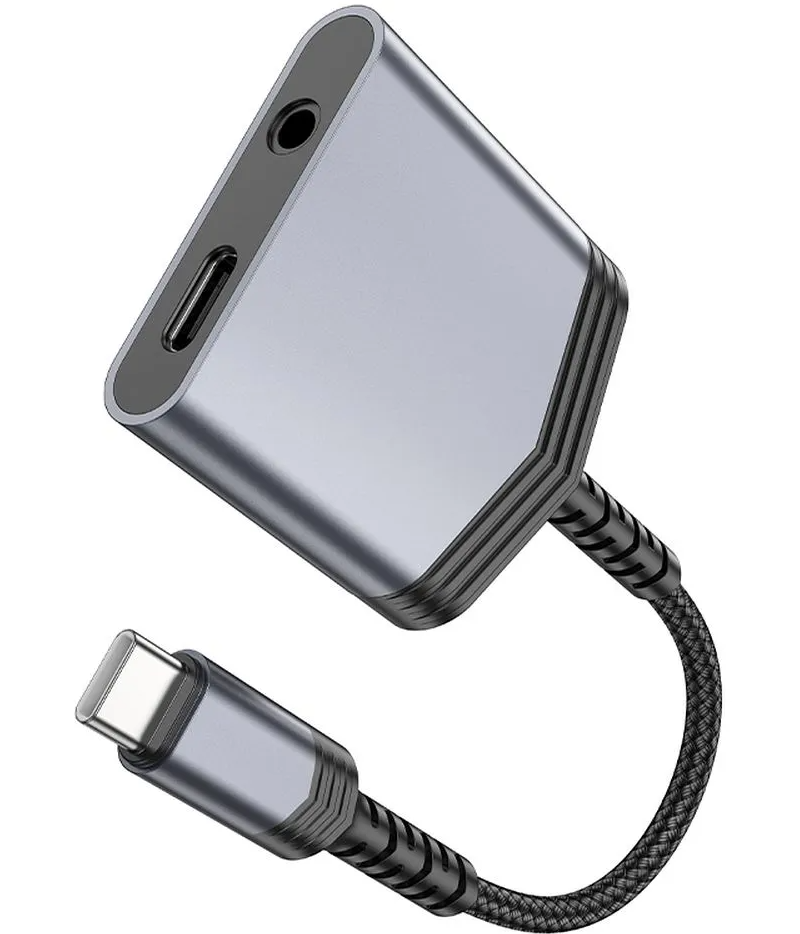 Προσαρμογέας Ήχου USB-C - USB-C / 3.5mm HOCO LS39, Μαύρο