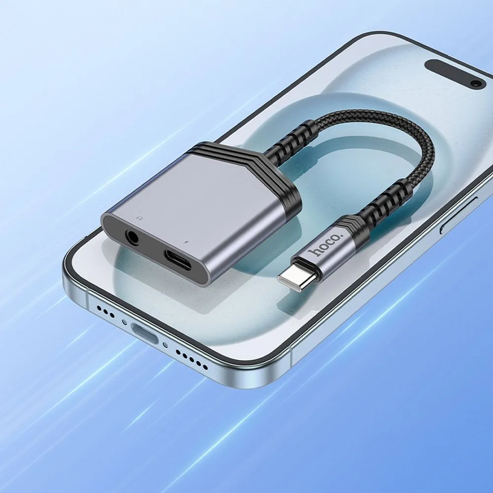 Προσαρμογέας Ήχου USB-C - USB-C / 3.5mm HOCO LS39, Μαύρο
