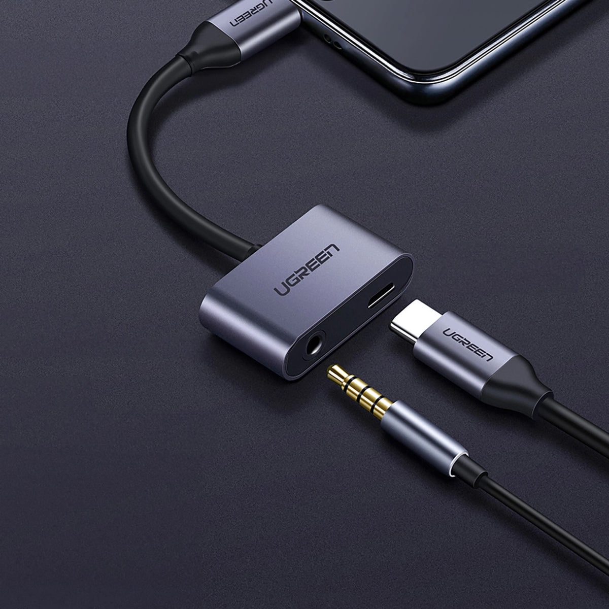 Προσαρμογέας Ήχου USB-C - 3.5mm / USB-C UGREEN CM193, Γκρι