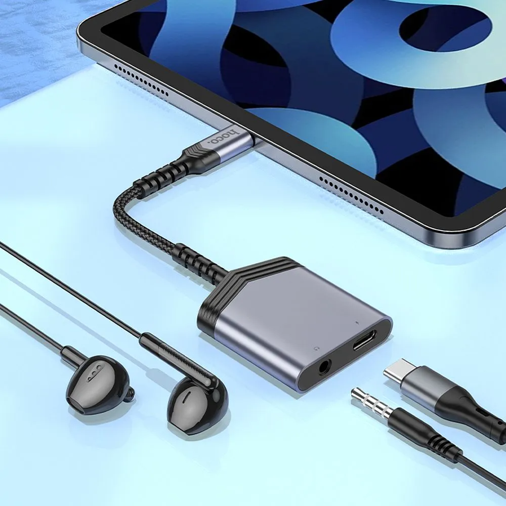 Προσαρμογέας Ήχου USB-C - USB-C / 3.5mm HOCO LS39, Μαύρο