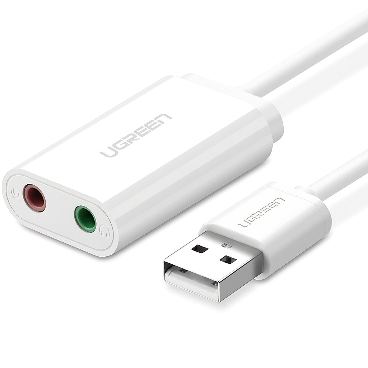 Κάρτα ήχου USB UGREEN US205, 2 x Jack 3.5mm, Λευκή
