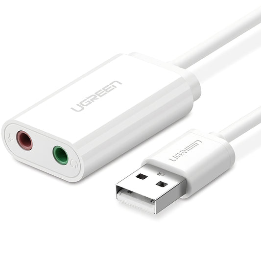 Κάρτα ήχου USB UGREEN US205, 2 x Jack 3.5mm, Λευκή