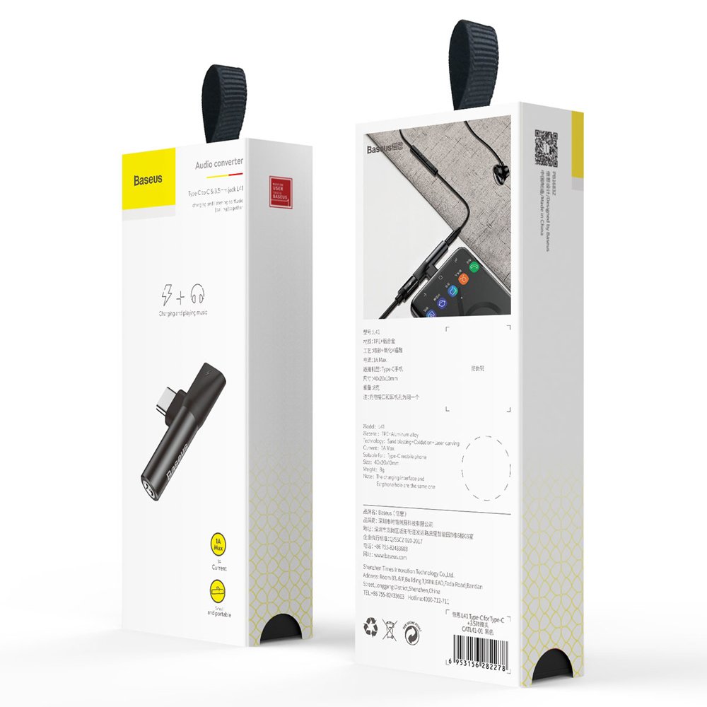 Προσαρμογέας Ήχου USB-C - USB-C / 3.5mm Baseus L41, Μαύρο CATL41-01