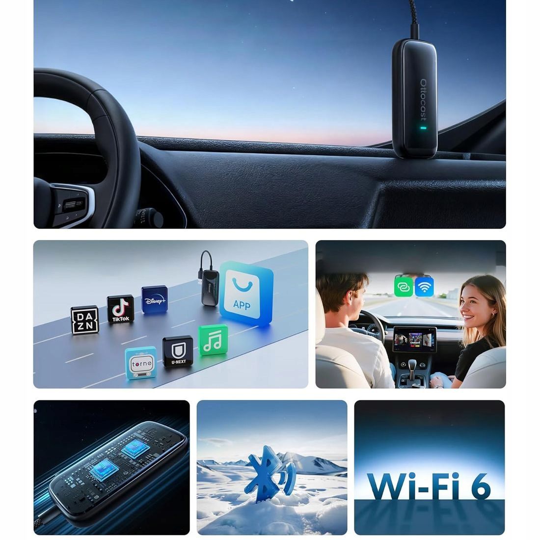 Ασύρματος προσαρμογέας Carplay / Android Auto Ottocast Play2Video Ultra για Apple iPhone / Android Series CA515-T