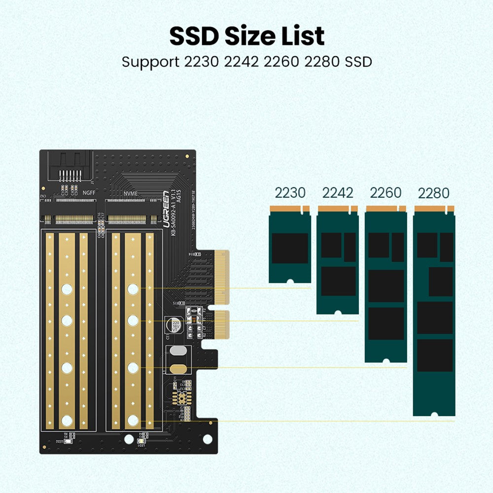 Προσαρμογέας Διεπαφής SSD UGREEN CM302 (70504), NVMe M.2 / SATA - PCIe 3.0 X4