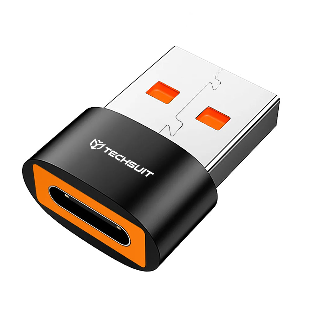 Προσαρμογέας Δεδομένων και Φόρτισης USB-C - USB-A Techsuit A4 HyperPort, Μαύρο Πορτοκαλί