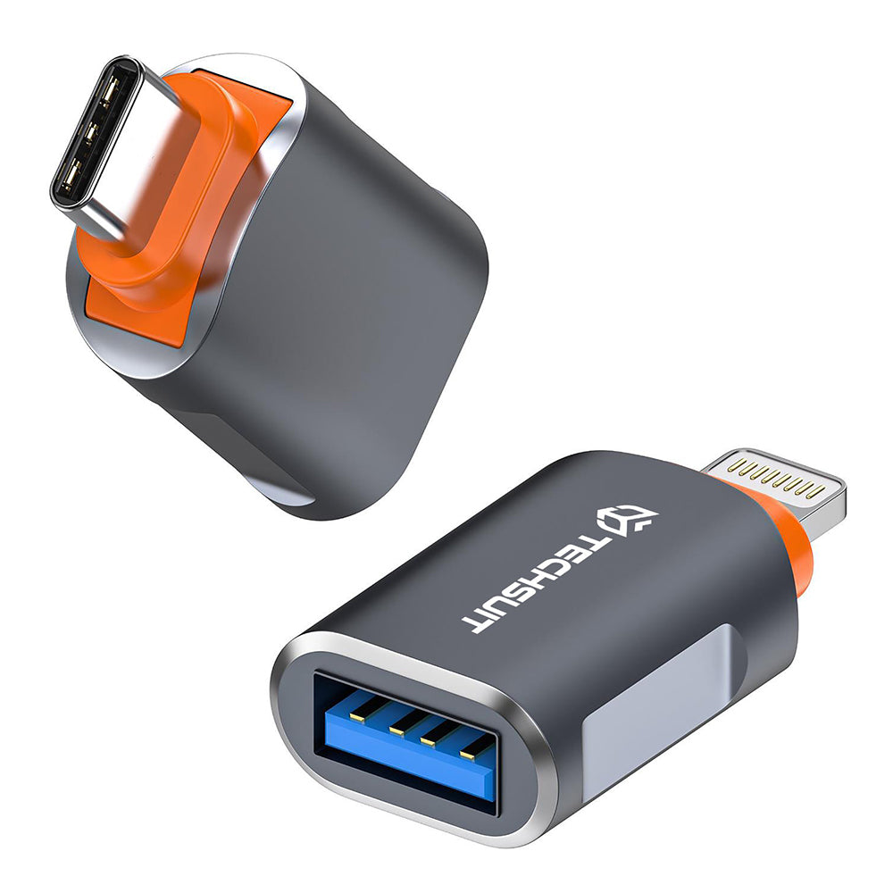 Προσαρμογέας OTG USB-C - USB-A Techsuit A9 SlateVolt, Γκρι Πορτοκαλί