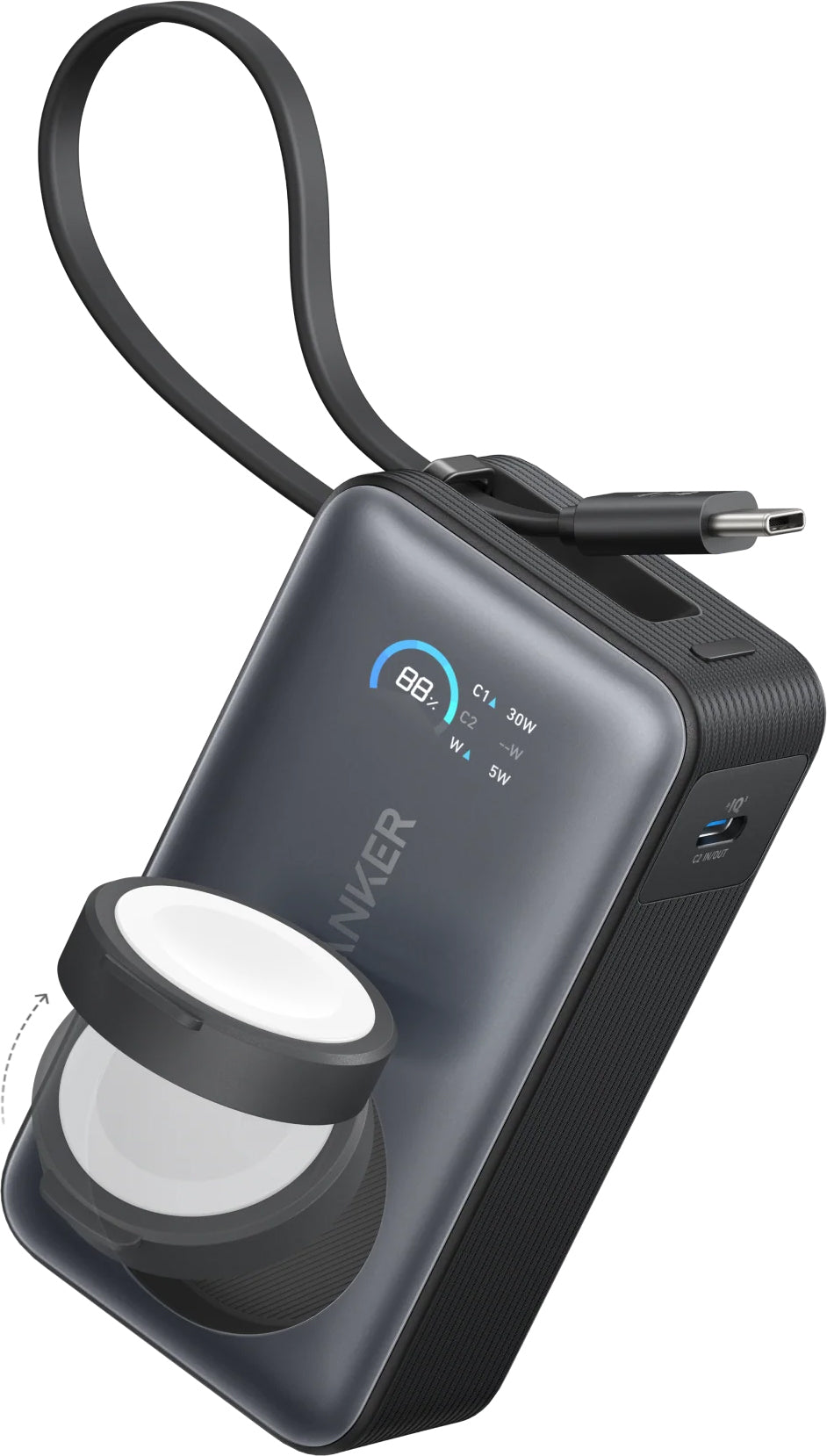 Εξωτερική Μπαταρία Ασύρματη Anker MagGo, 10000mAh, 35W, PD + QI, 1 x QI - 2 x USB-C, Μαύρη A1657011