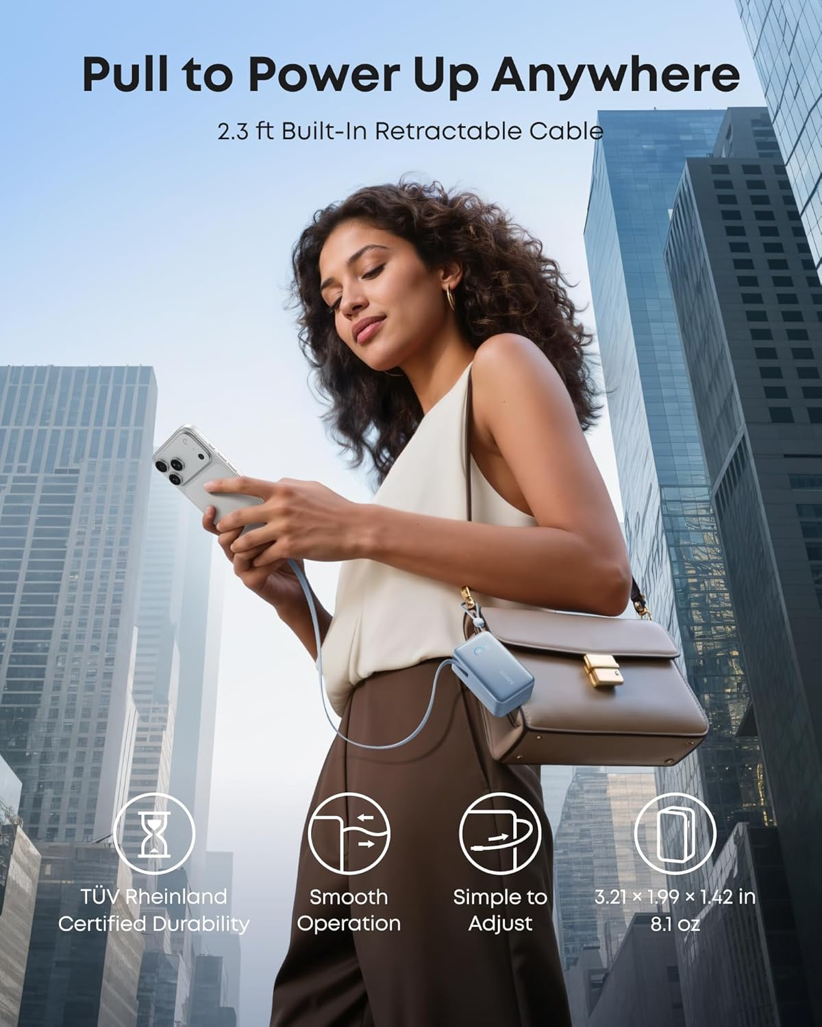 Εξωτερική Μπαταρία Anker Nano, 10000mAh, 45W, QC + PD, 1 x USB-A - 2 x USB-C, Μπλε