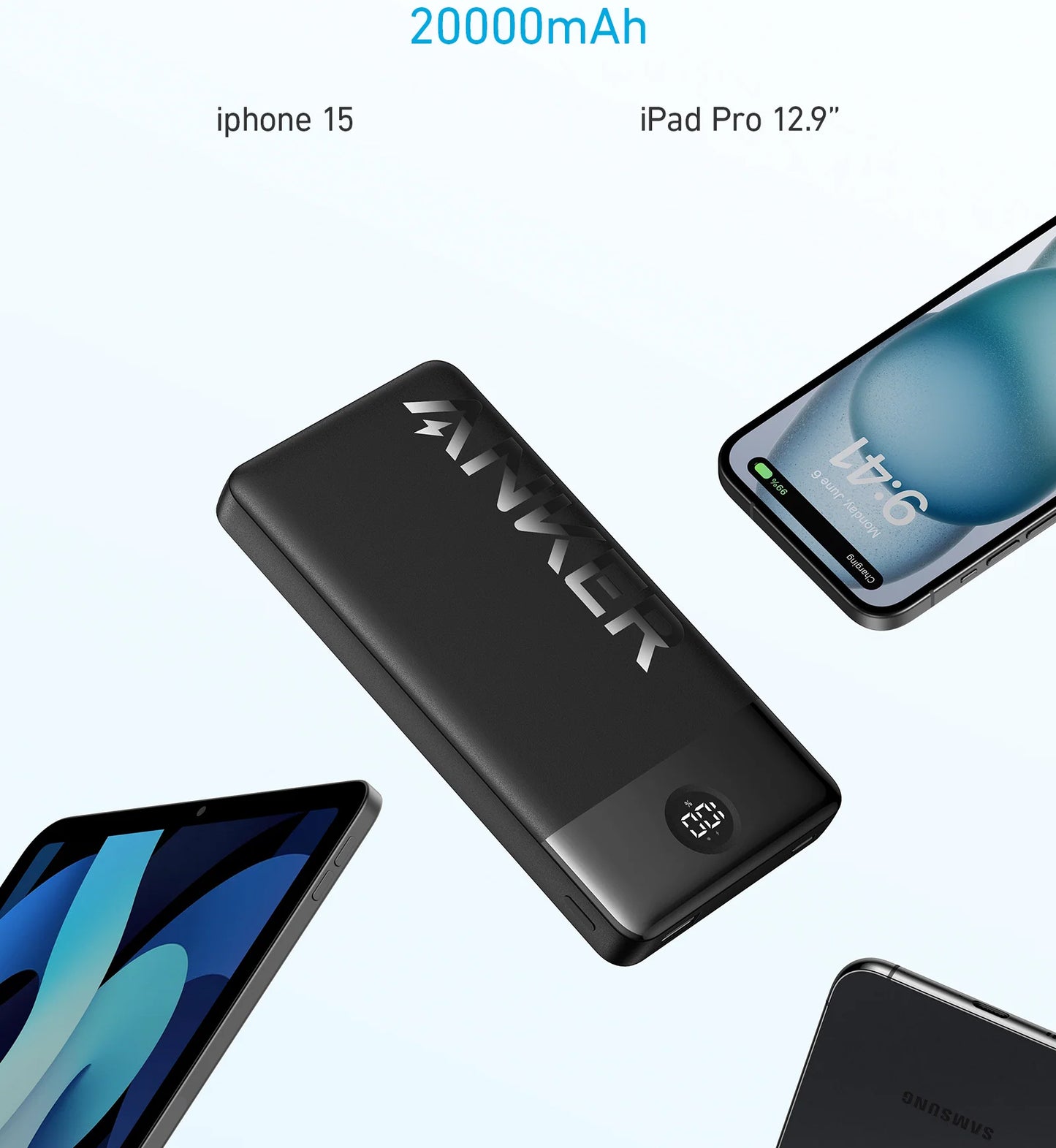 Εξωτερική μπαταρία Anker PowerCore 326, 20000mAh, 15W, 1 x USB-A - 1 x USB-C, μαύρο A1367G11