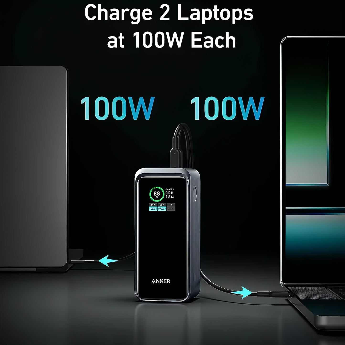 Εξωτερική μπαταρία Anker Prime, 20000mAh, 200W, QC + PD, 1 x USB-A - 2 x USB-C, μαύρο A1336011