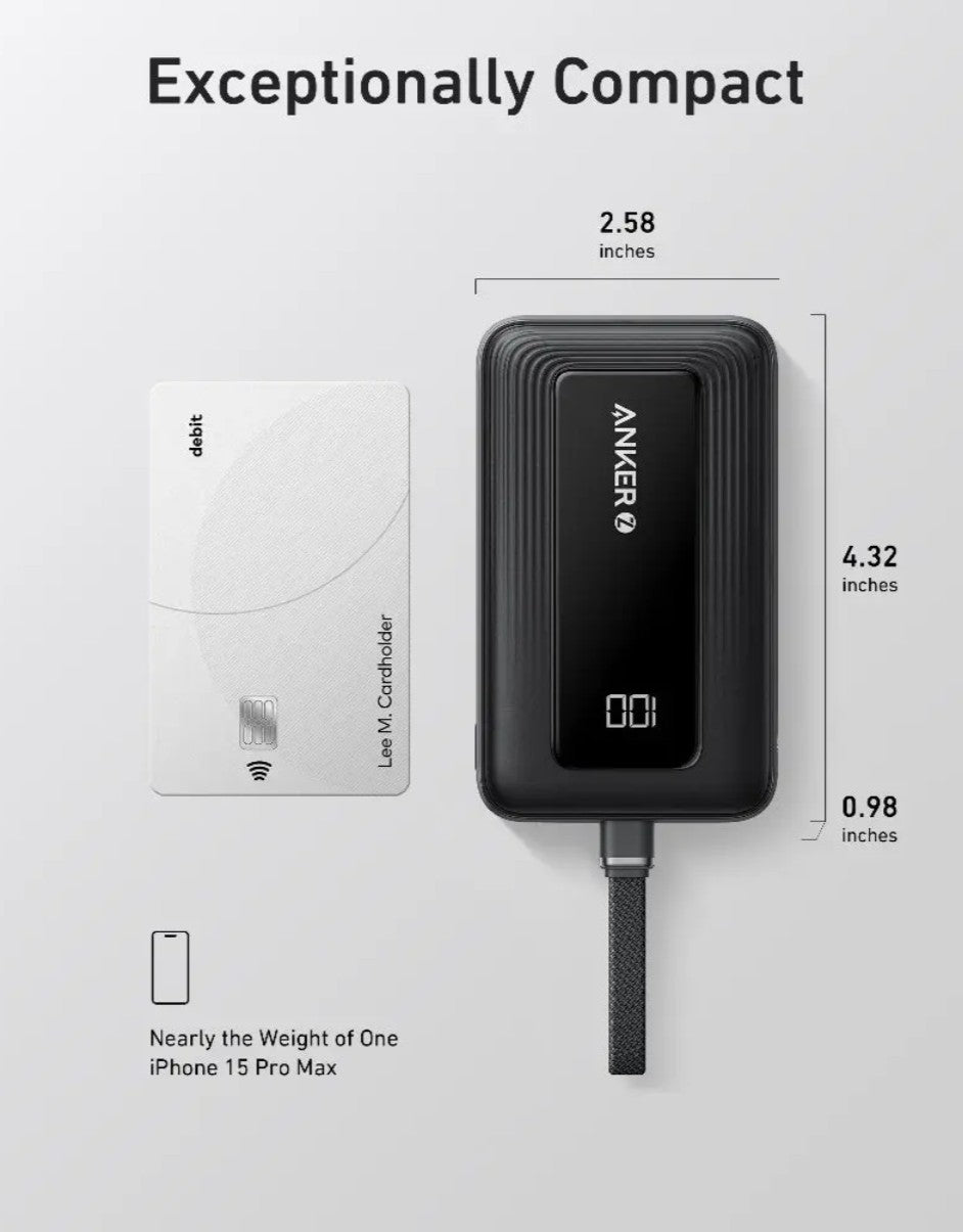 Εξωτερική Μπαταρία Anker Zolo, 10000mAh, 30W, QC + PD, 1 x USB-A - 2 x USB-C, Μαύρη A1688H11