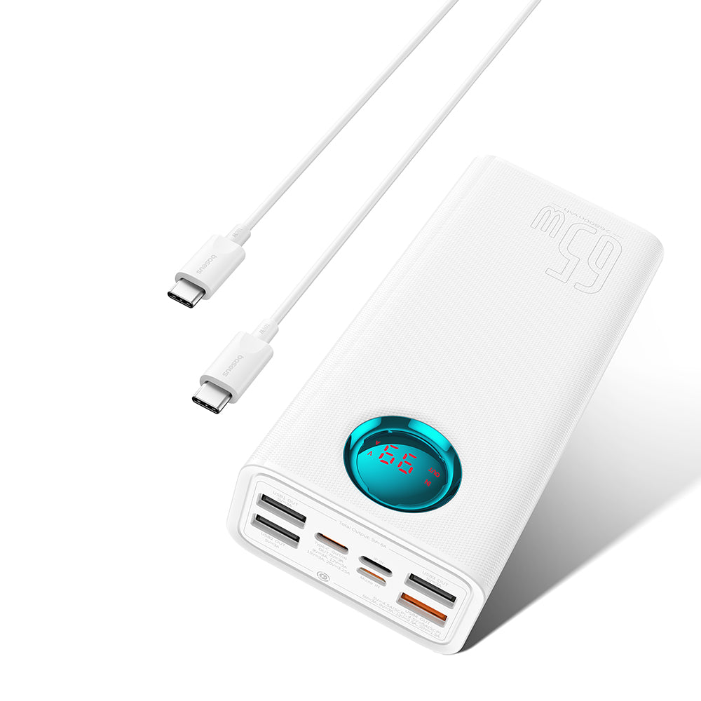 Εξωτερική Μπαταρία Baseus Amblight Digital Display, 26800mAh, 65W, QC + PD, 1 x USB-C - 4 x USB-A, Λευκή P10022402223-00