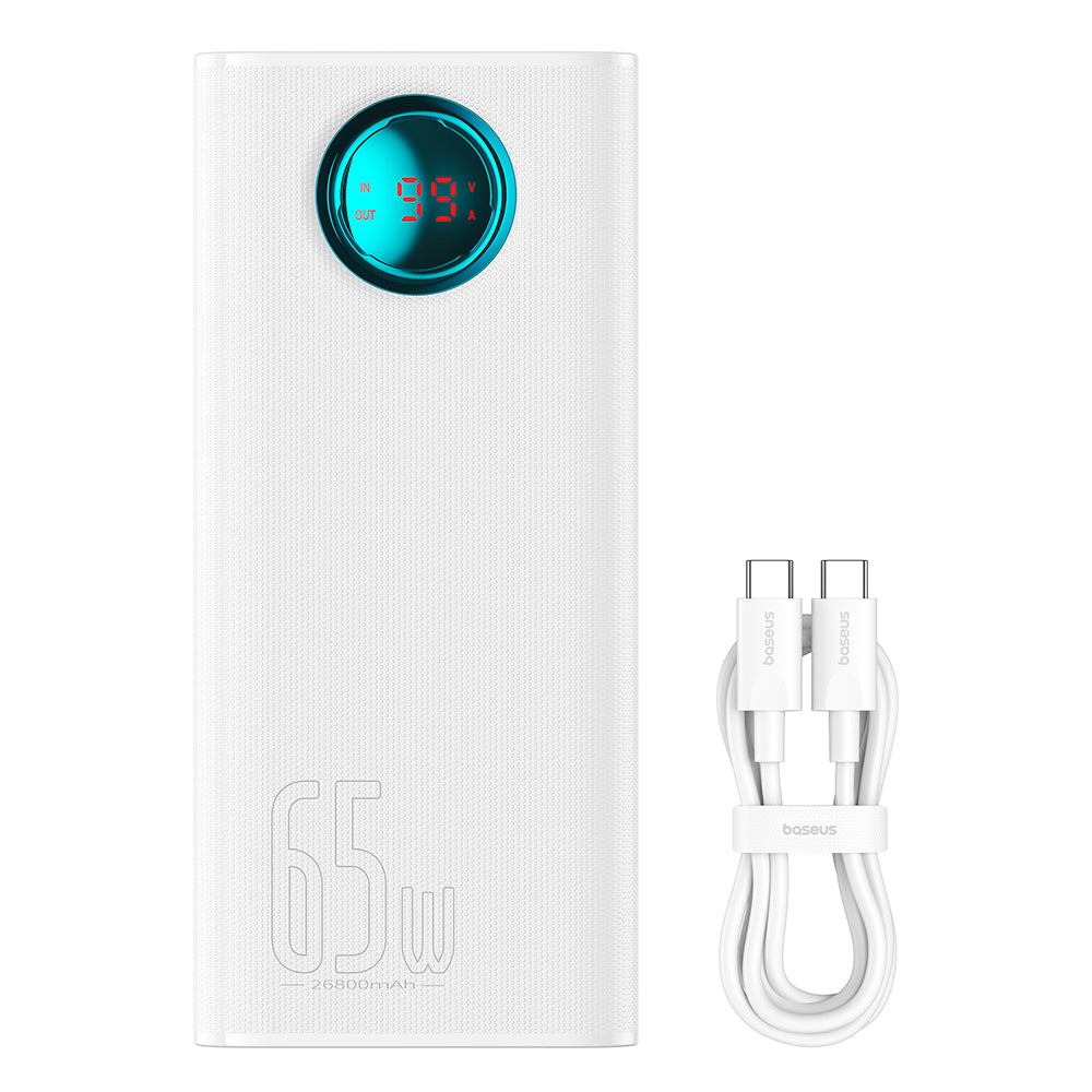 Εξωτερική Μπαταρία Baseus Amblight Digital Display, 26800mAh, 65W, QC + PD, 1 x USB-C - 4 x USB-A, Λευκή P10022402223-00