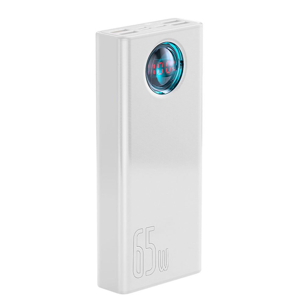 Εξωτερική Μπαταρία Baseus Amblight Digital Display, 30000mAh, 65W, QC + PD, 1 x USB-C - 4 x USB-A, Λευκή PPLG000102