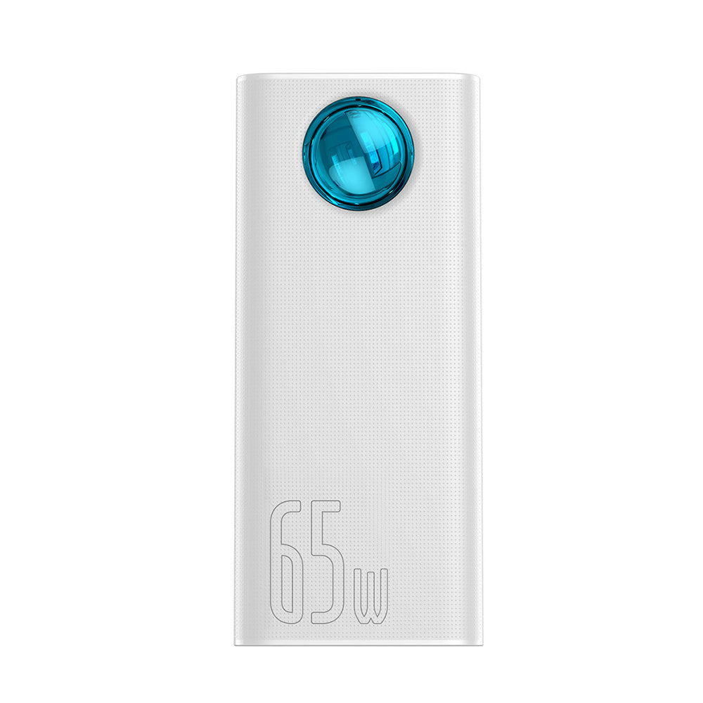 Εξωτερική Μπαταρία Baseus Amblight Digital Display, 30000mAh, 65W, QC + PD, 1 x USB-C - 4 x USB-A, Λευκή PPLG000102