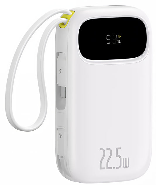 Εξωτερική Μπαταρία Baseus EnerFill FC31, 10000mAh, 22.5W, QC + PD, 1 x Lightning - 1 x USB-A - 2 x USB-C, Λευκό P10082106213-00