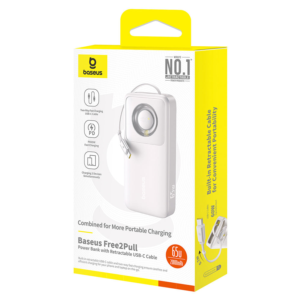 Εξωτερική Μπαταρία Baseus Free2Pull, 20000mAh, 65W, PD, 2 x USB-C, Γκρι P10073700843-00