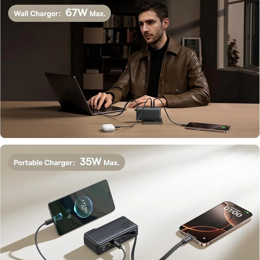 Εξωτερική Μπαταρία Baseus Nomos NT11 Omni US, 10000mAh, 67W, QC + PD, 1 x USB-A - 2 x USB-C, Μαύρη P10078807123-00