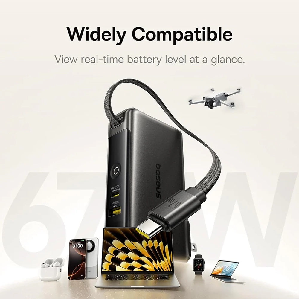 Εξωτερική Μπαταρία Baseus Nomos NT11 Omni US, 10000mAh, 67W, QC + PD, 1 x USB-A - 2 x USB-C, Μαύρη P10078807123-00