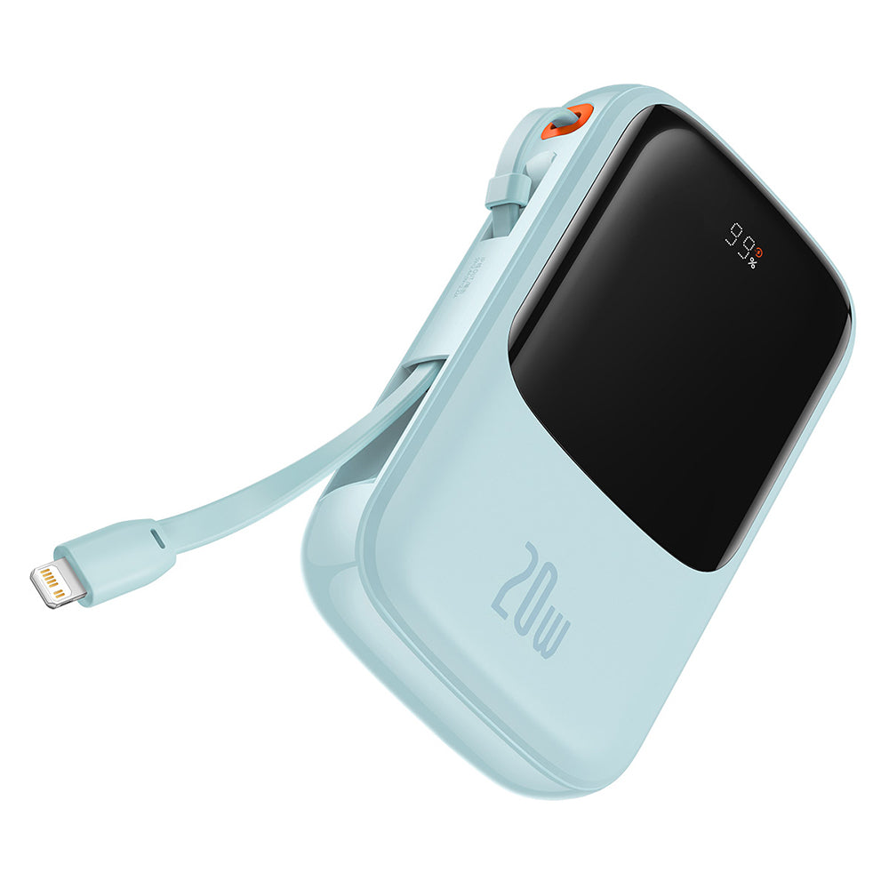 Baseus Qpow Pro External Battery, 20000mAh, 20W, QC + PD, 1 x Lightning - 1 x USB-A - 1 x USB-C, Blue PPQD030003