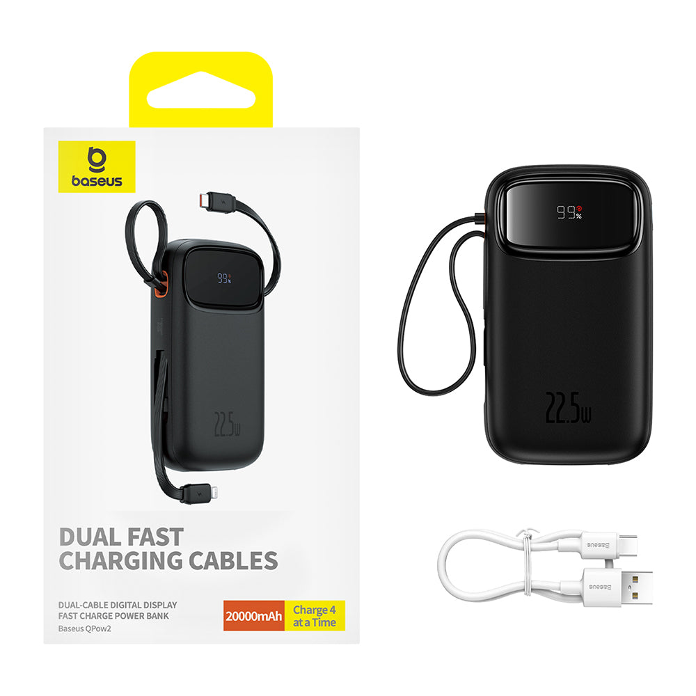 Εξωτερική Μπαταρία Baseus Qpow Pro+, 20000mAh, 22.5W, QC + PD, 1 x Lightning - 1 x USB-A - 2 x USB-C, Μαύρη P10055002113-00