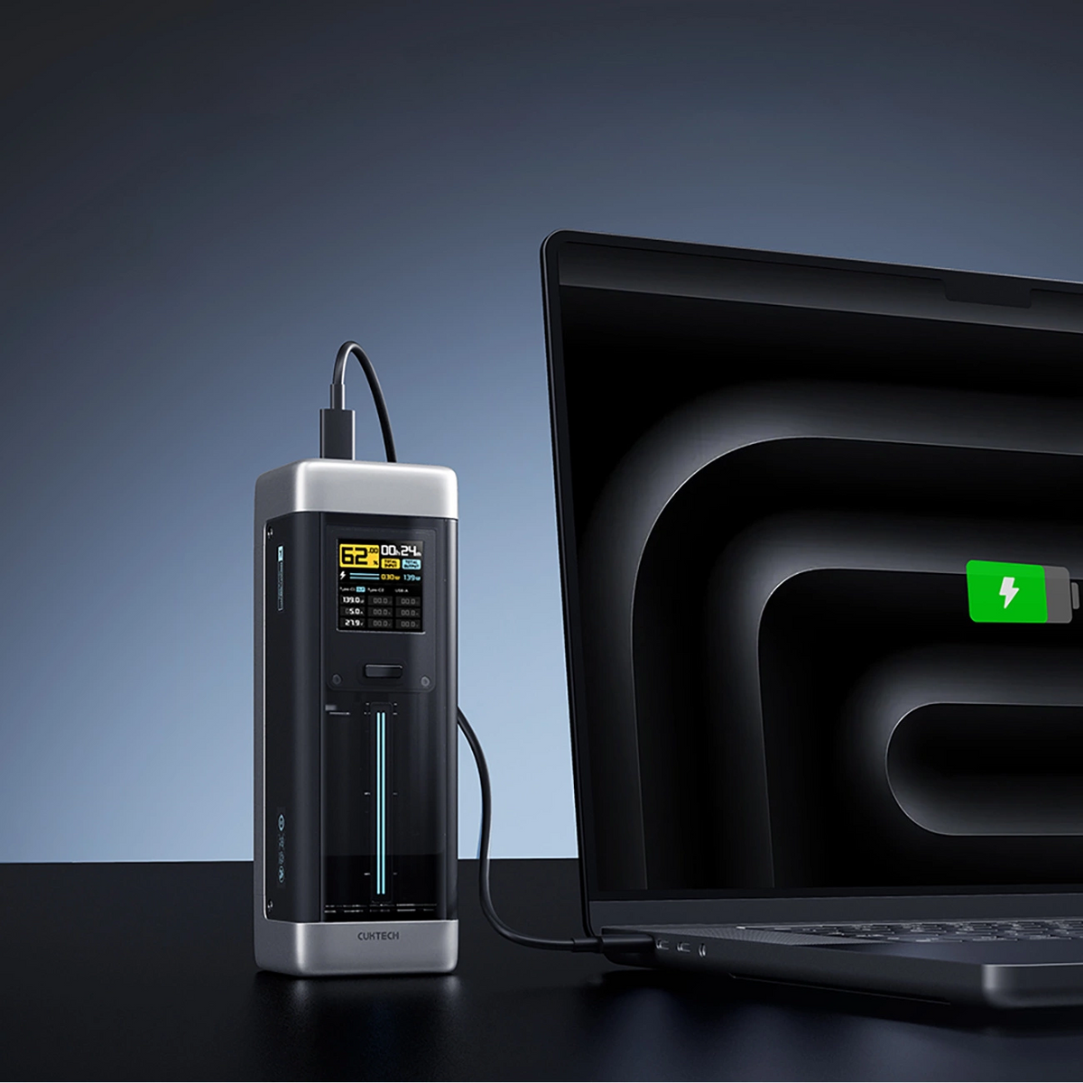 Εξωτερική Μπαταρία Cuktech, 25000mAh, 210W, QC + PD, 1 x USB-A - 2 x USB-C, Μαύρη CUK00P23GLBK