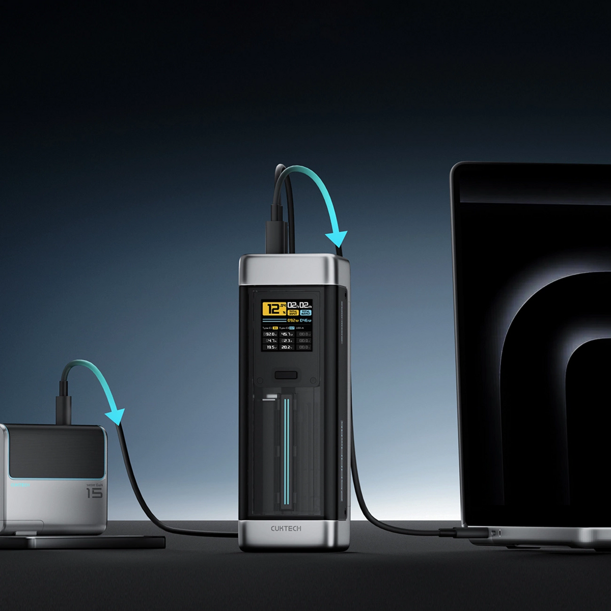 Εξωτερική Μπαταρία Cuktech, 25000mAh, 210W, QC + PD, 1 x USB-A - 2 x USB-C, Μαύρη CUK00P23GLBK