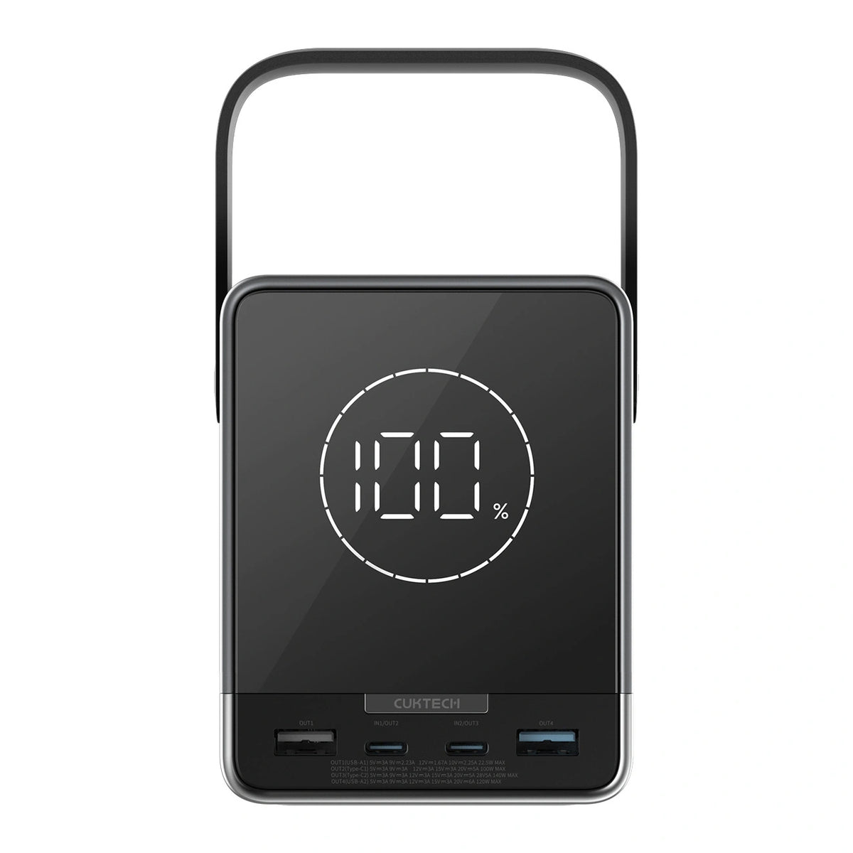 Εξωτερική Μπαταρία Cuktech, 40000mAh, 300W, QC + PD + FQI, 1 x QI - 2 x USB-A - 2 x USB-C, Μαύρη CUKP01CTEUSL