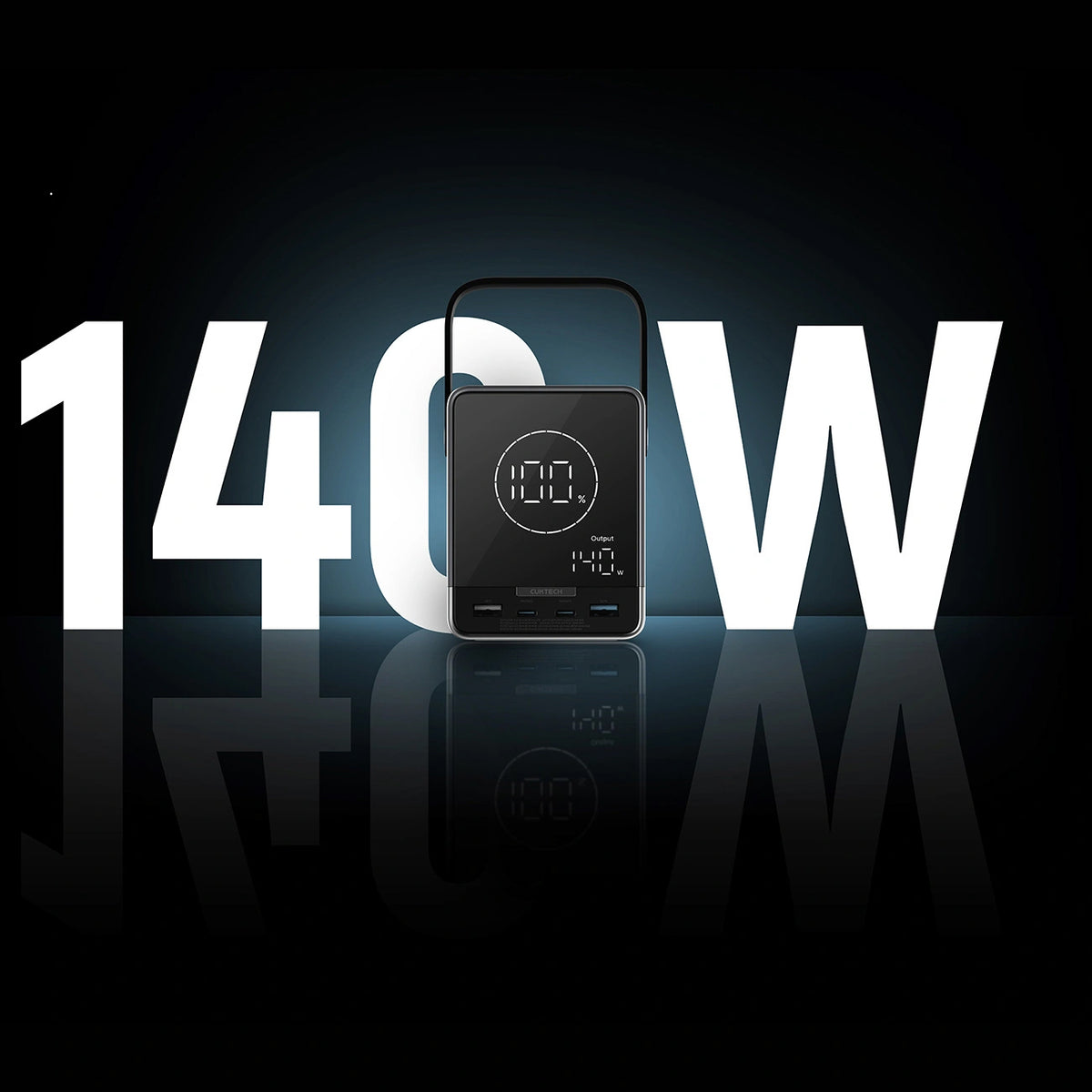 Εξωτερική Μπαταρία Cuktech, 40000mAh, 300W, QC + PD + FQI, 1 x QI - 2 x USB-A - 2 x USB-C, Μαύρη CUKP01CTEUSL