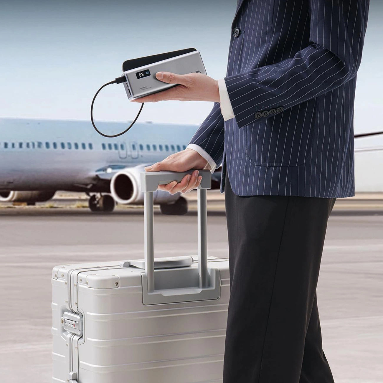 Cuktech P+ No.15 External Battery, 20000mAh, 150W, QC + PD, 1 x USB-A - 2 x USB-C, Grey CUKPB200GLBK