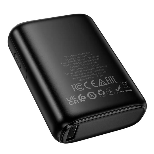 Εξωτερική Μπαταρία HOCO J158, 5000mAh, 10W, 1 x USB-A, Μαύρο