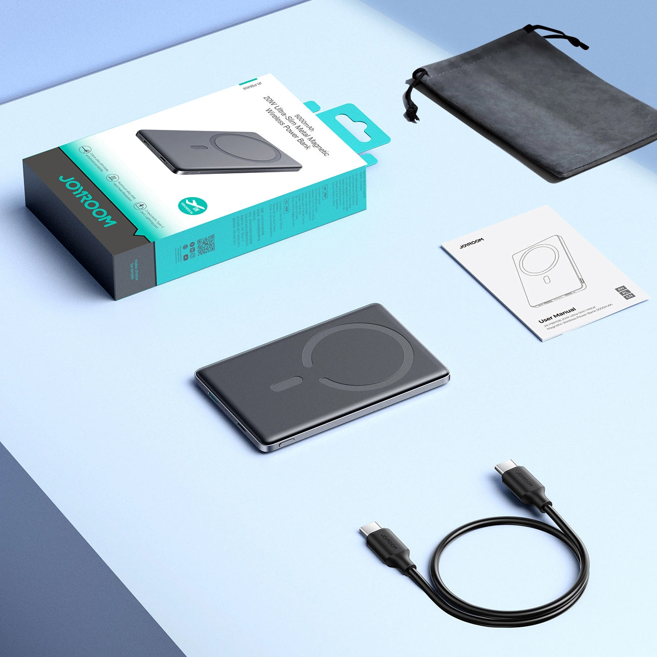 Εξωτερική Μπαταρία Wireless Joyroom JR-PBM08, 5000mAh, 20W, PD + FQI, 1 x QI - 1 x USB-C, Γκρι