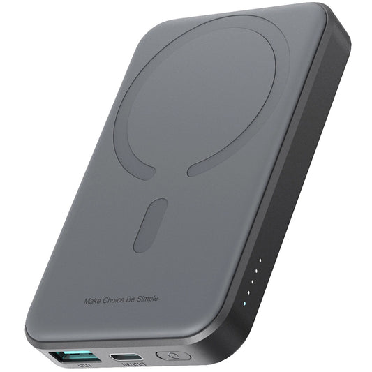 External Battery Joyroom JR-W020 Mini, 5000mAh, 20W, QC + PD + FQI, 1 x QI - 1 x USB-A - 1 x USB-C, Black