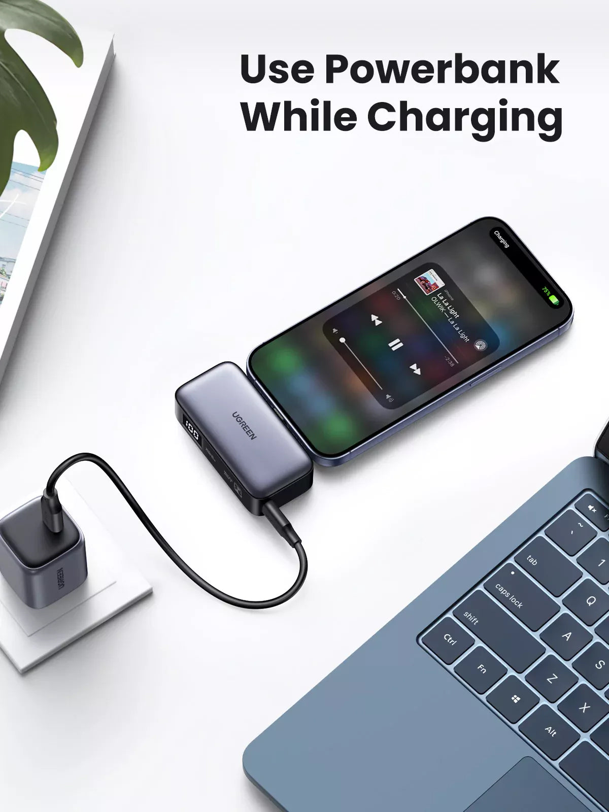 Εξωτερική Μπαταρία UGREEN PB503, 5000mAh, 22.5W, PD, 1 x USB-C, Γκρι
