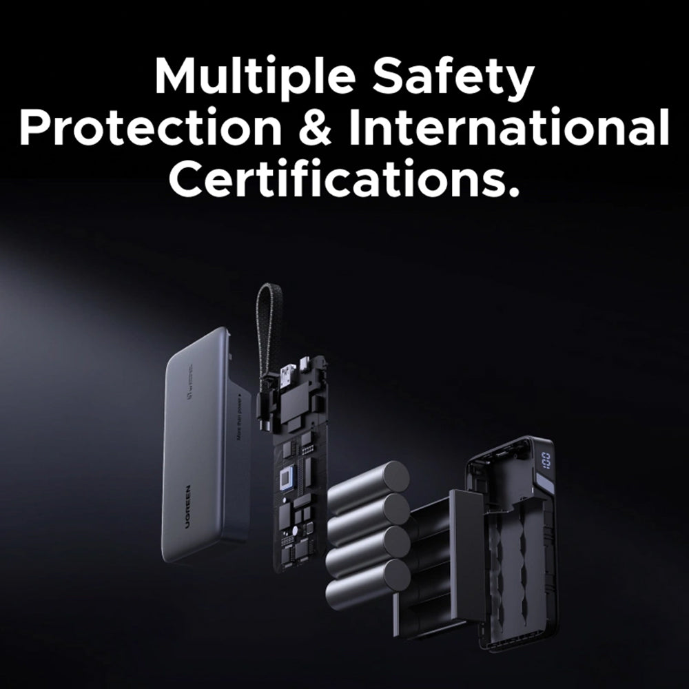 Εξωτερική Μπαταρία UGREEN PB550, 20000mAh, 67W, QC + PD, 1 x USB-A - 2 x USB-C, Γκρι