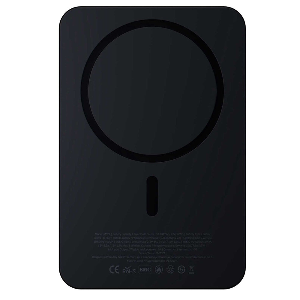 Εξωτερική Μπαταρία Wireless 3MK MagSynergy Ni+, 5000mAh, 22.5W, PD + FQI, 1 x QI - 1 x USB-C, Μαύρη