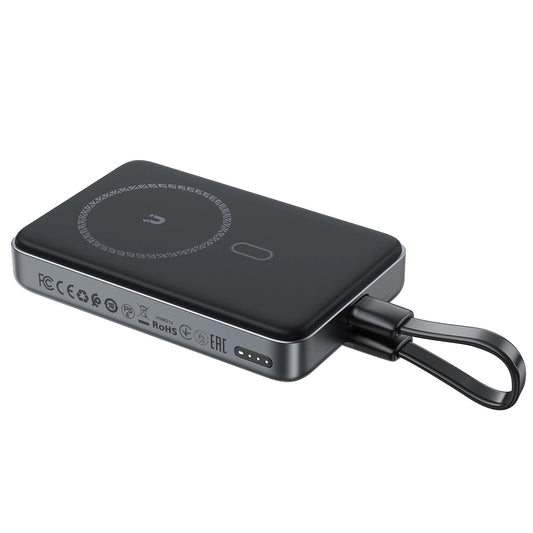 Acefast M10 Wireless External Battery, 10000mAh, 30W, PD + FQI, 1 x QI - 2 x USB-C, Black