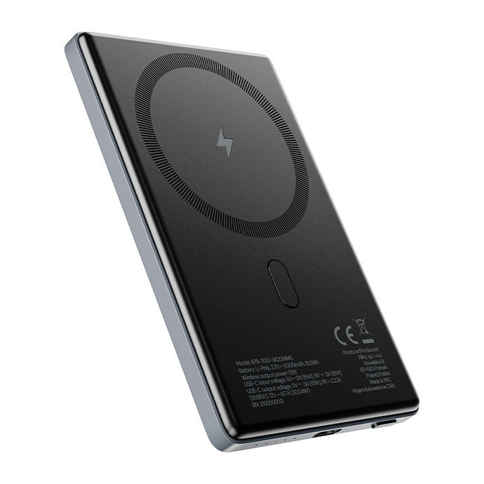 Εξωτερική Μπαταρία Ασύρματη Allity. APB-300, 5000mAh, 20W, PD + FQI, 1 x QI - 1 x USB-C, Γκρι