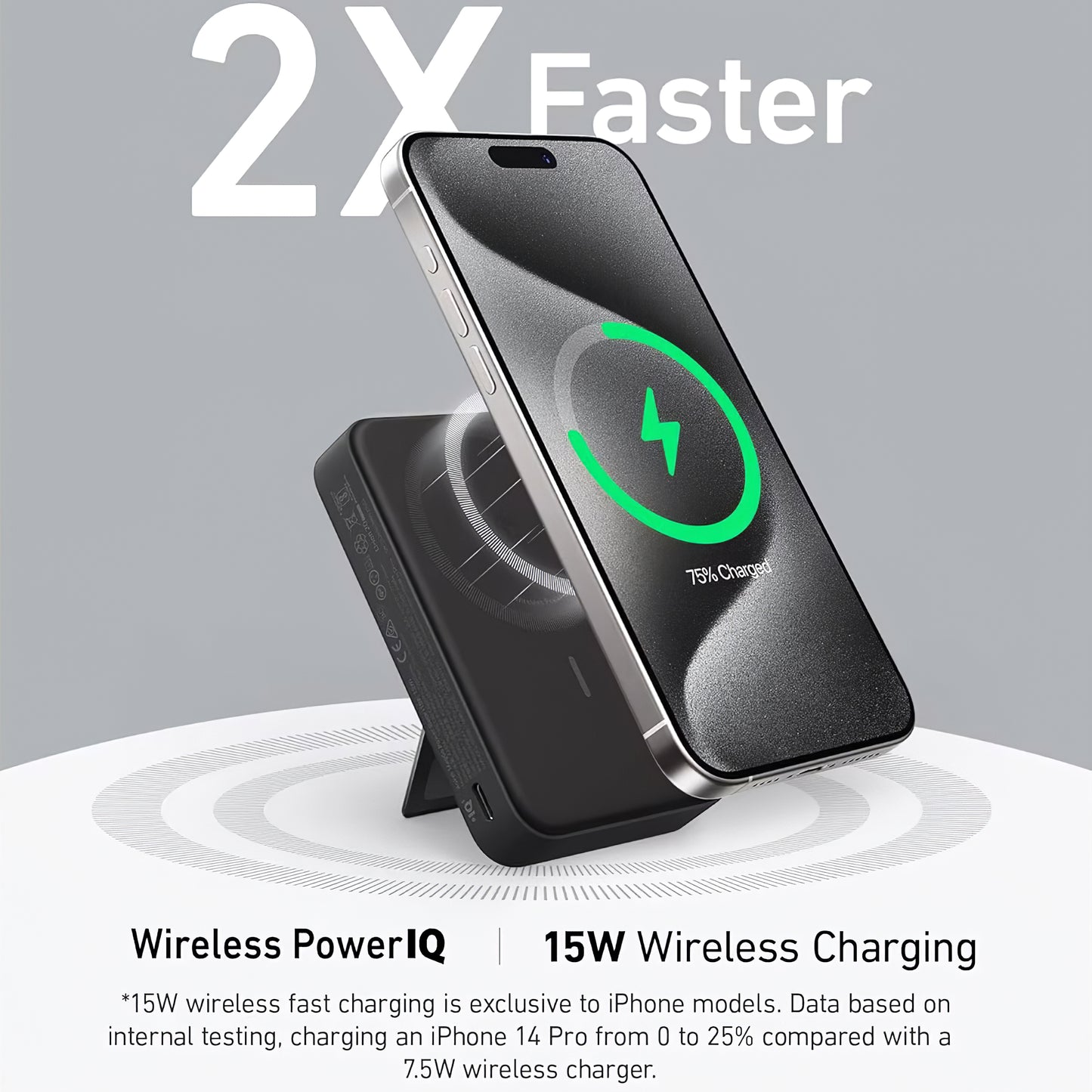 Ασύρματη εξωτερική μπαταρία Anker MagGo, 10000mAh, 27W, PD + FQI, 1 x QI - 1 x USB-C, μαύρο A1654G11