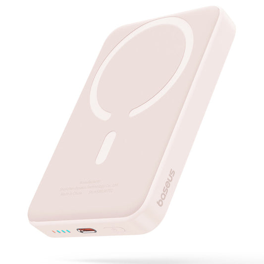 Εξωτερική Μπαταρία Wireless Baseus Magnetic Mini, 10000mAh, 20W, PD + FQI, 1 x QI - 1 x USB-C, Ροζ P10059001413-00