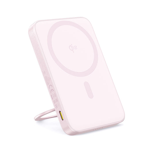 Baseus PicoGo Wireless External Battery, 5000mAh, 20W, PD + FQI, 1 x QI - 1 x USB-C, Pink P10076800413-00